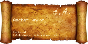 Ascher Andor névjegykártya